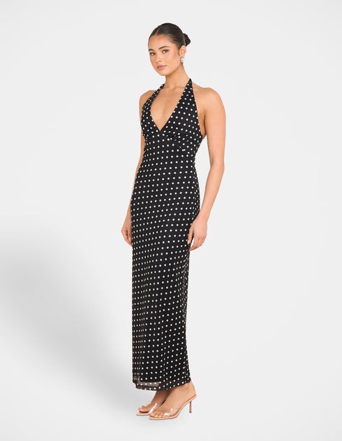 Octavia Dot Mesh Maxi Dress